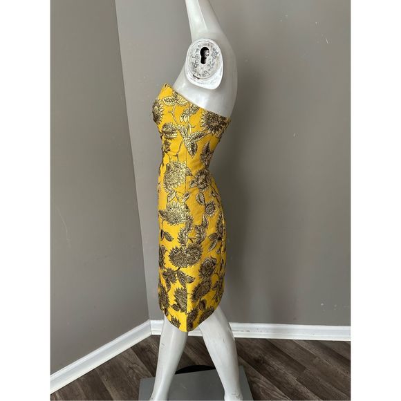 Lela Rose Sunflower Metallic Jacquard Minidress Size 8 $1690 - Picture 8 of 12